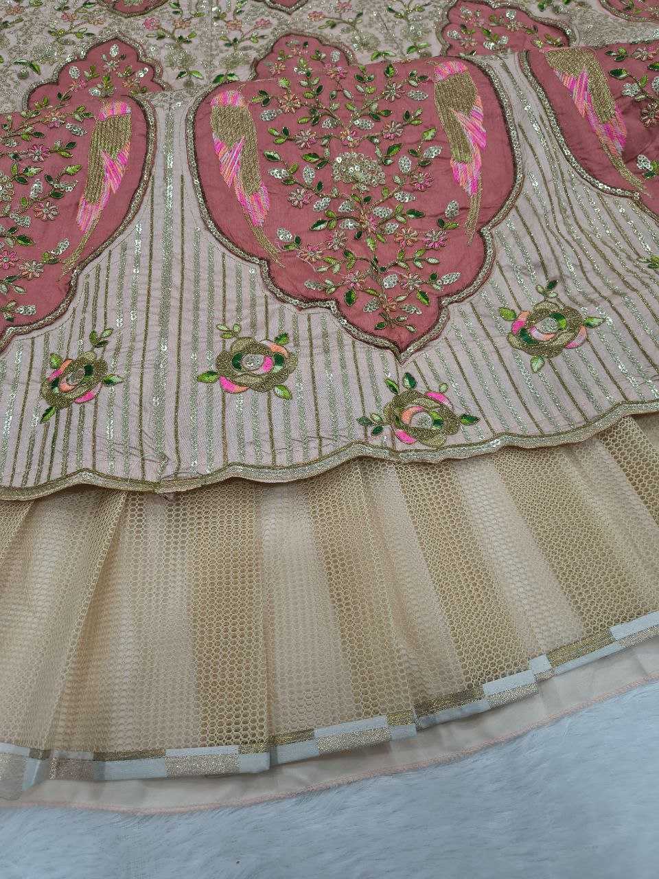 Slub Silk  Embroidered Lehenga